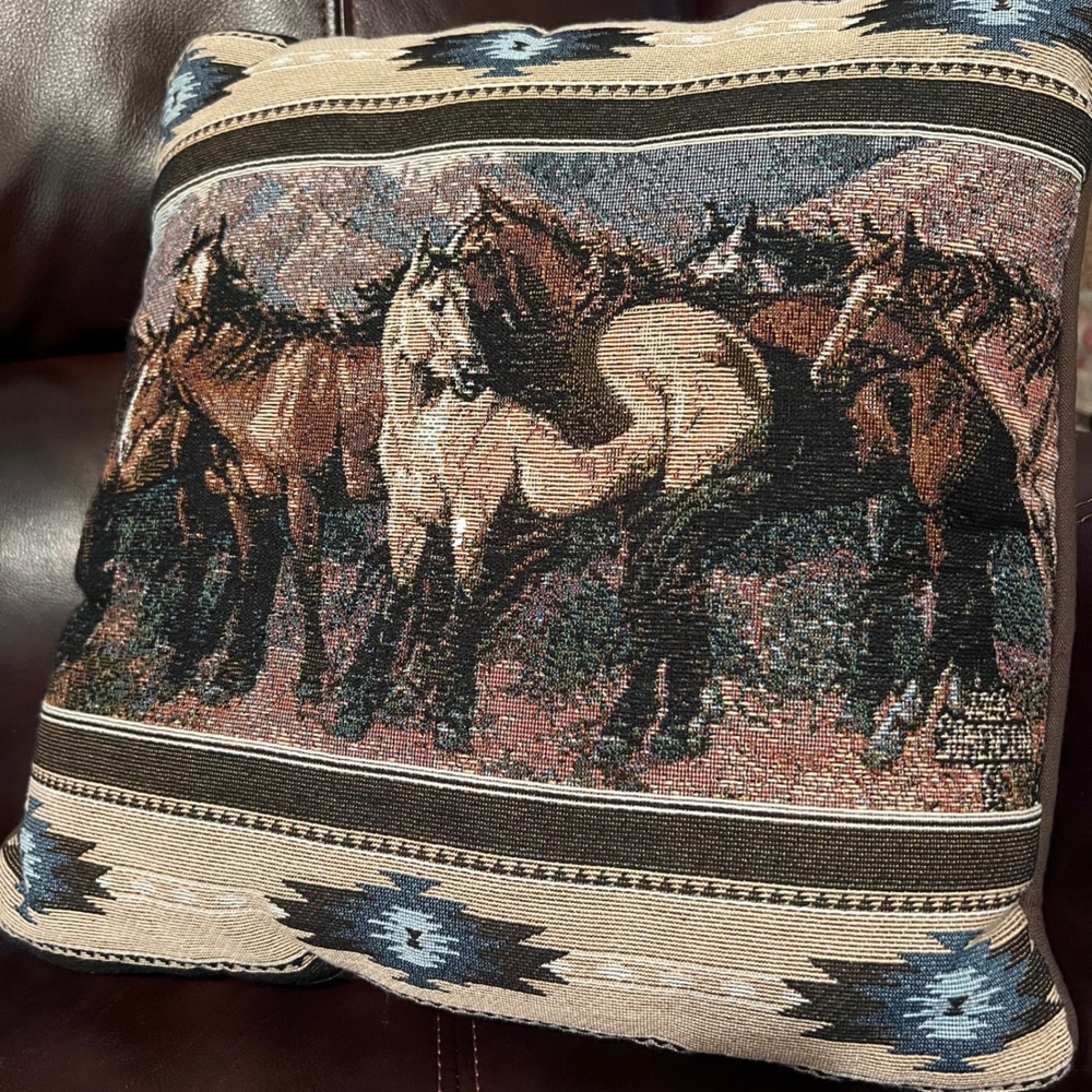 Jack Sorenson The Lookouts Horse Tapestry Pillow Manual Woodworker Western 17x17